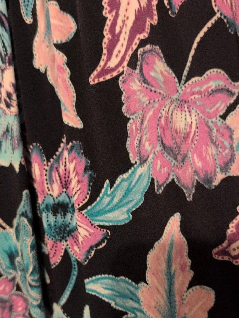 croft & barrow Black Maxi Dress with Teal and Purple Floral Print - Picture 5 of 6